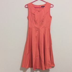 Bright Coral Fit and Flare Dress